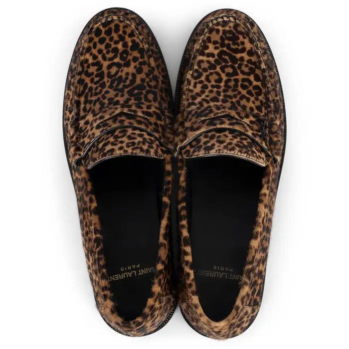 Saint Laurent Paris o1b1hav110824 Leopard Printed Penny Loafers in Brown Size US 11 / IT 41 - 3 Thumbnail