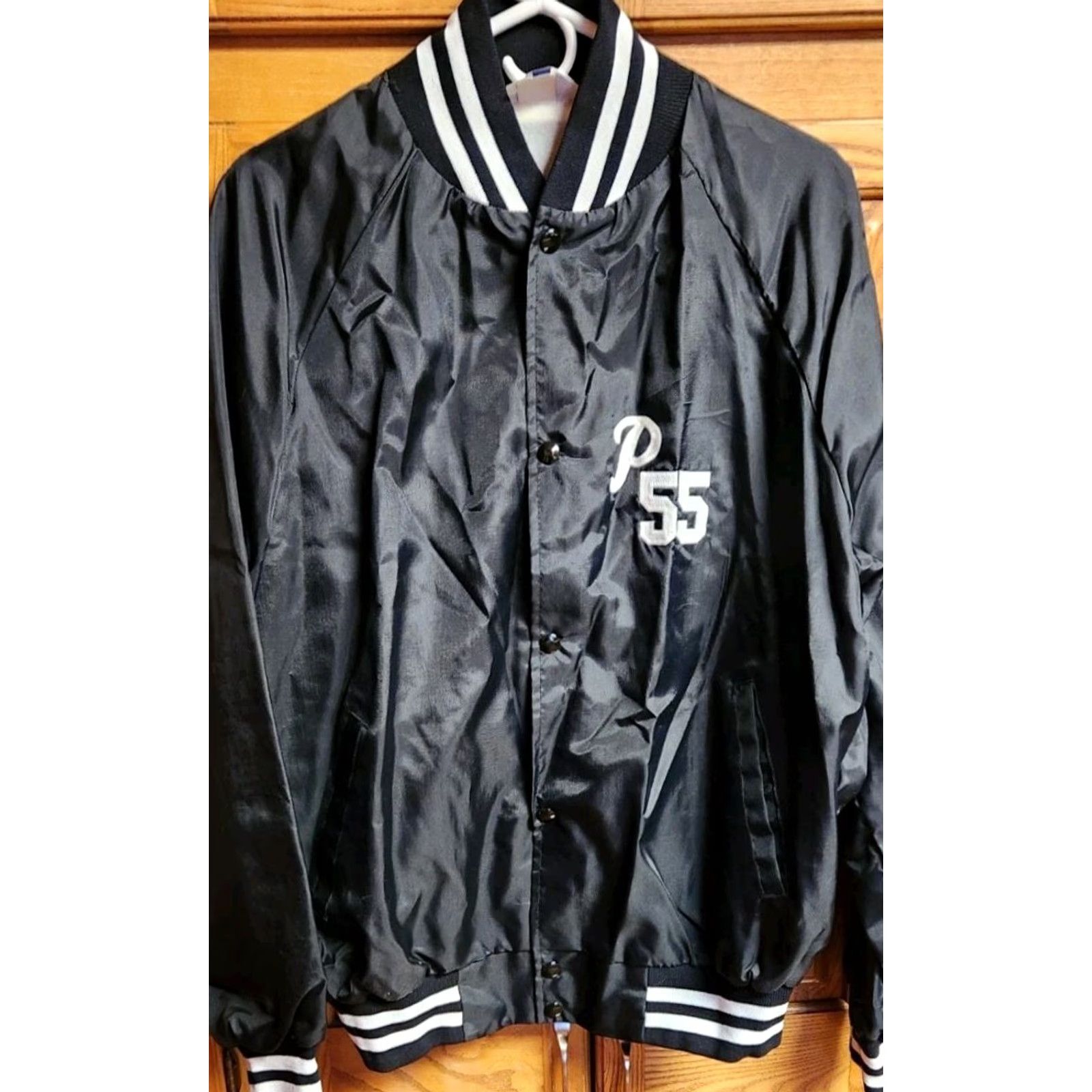 Vintage Hannibal American Legion #55 Baseball Jacket XL Vintage 80s Snap Black Nylon Missouri USA Made Mens? Size US XL / EU 56 / 4 - 5 Thumbnail