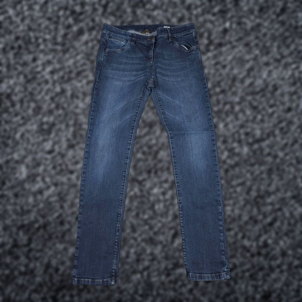 Brunello Cucinelli Jeans Women's 10 Regular 30x29.5 Stretch Skinny Low Rise Denim Blue Logo 5-Pocket