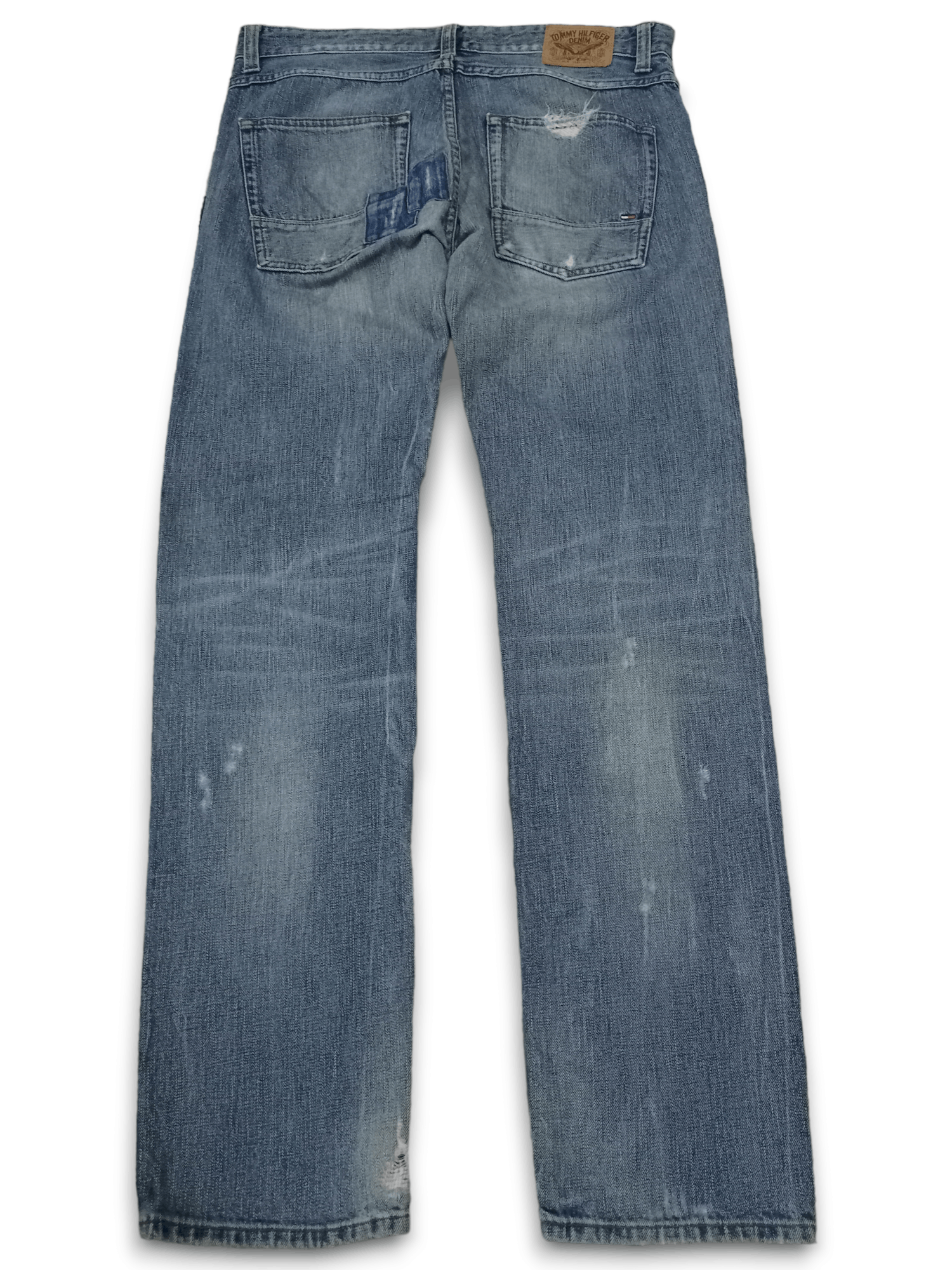 Tommy Hilfiger Vintage Tommy Hilfiger Blue Wash Ripped Patched Jeans 37x33 Size US 37 - 2 Thumbnail