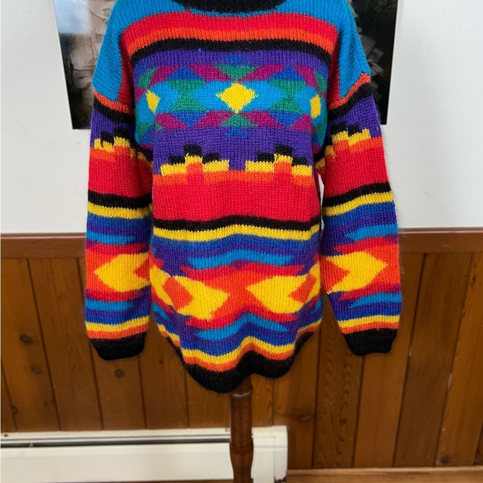Vintage Fabulous Vintage 90s Field Gear Hand Loomed Mohair Sweater! Size M / US 6-8 / IT 42-44 - 3 Thumbnail