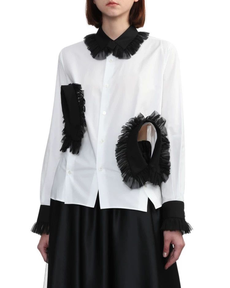 Comme des Garcons Comme Des Garcons Cutout mesh-trimmed shirt Size S / US 4 / IT 40 - 3 Thumbnail