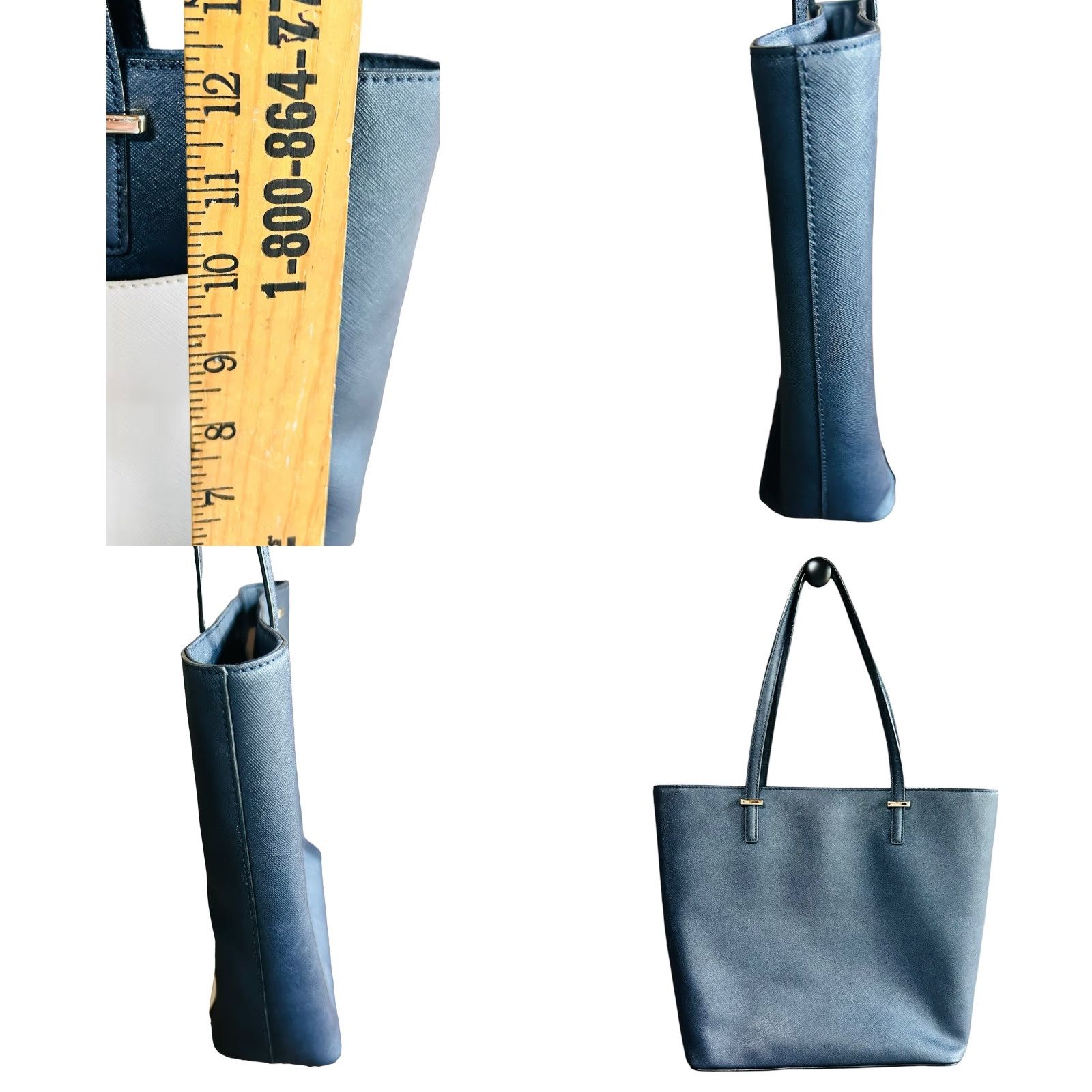 Vintage kate spade new york Cedar Street Tayler Taylor Tote Harmony Handbag Navy Purse Women Tote Large Navy Leather Solid Modern Size ONE SIZE - 8 Thumbnail