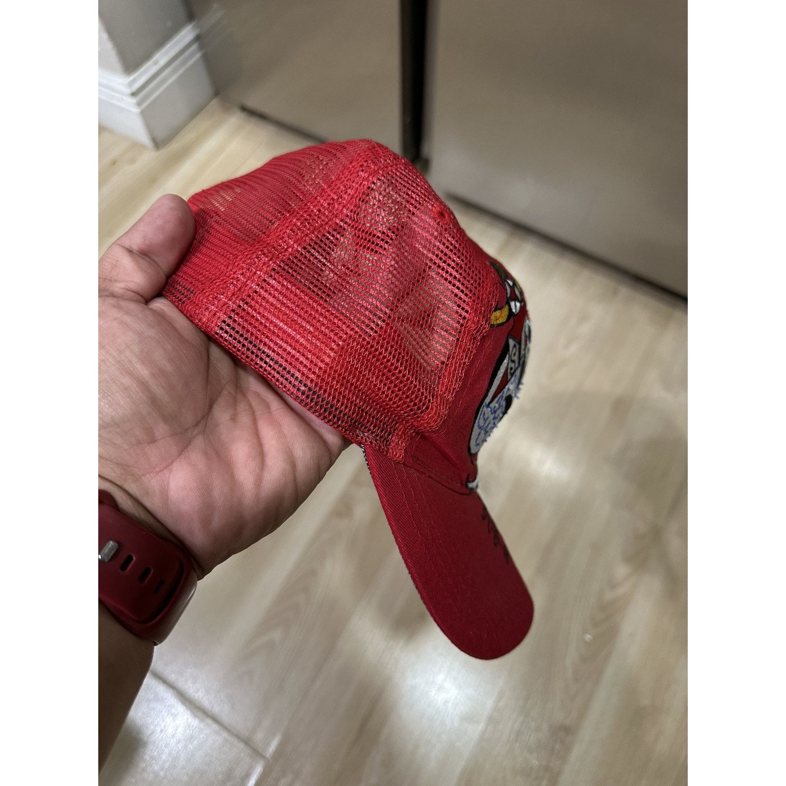 Ed Hardy Ed Hardy Christian Audigier Snap Back Red Skull Trucker Y2K Size ONE SIZE - 2 Thumbnail