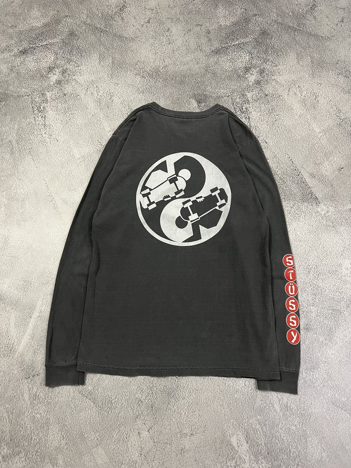 Vintage Y2k Faded Style Stussy 🩶 Japan Skate Long Sleeve 00s