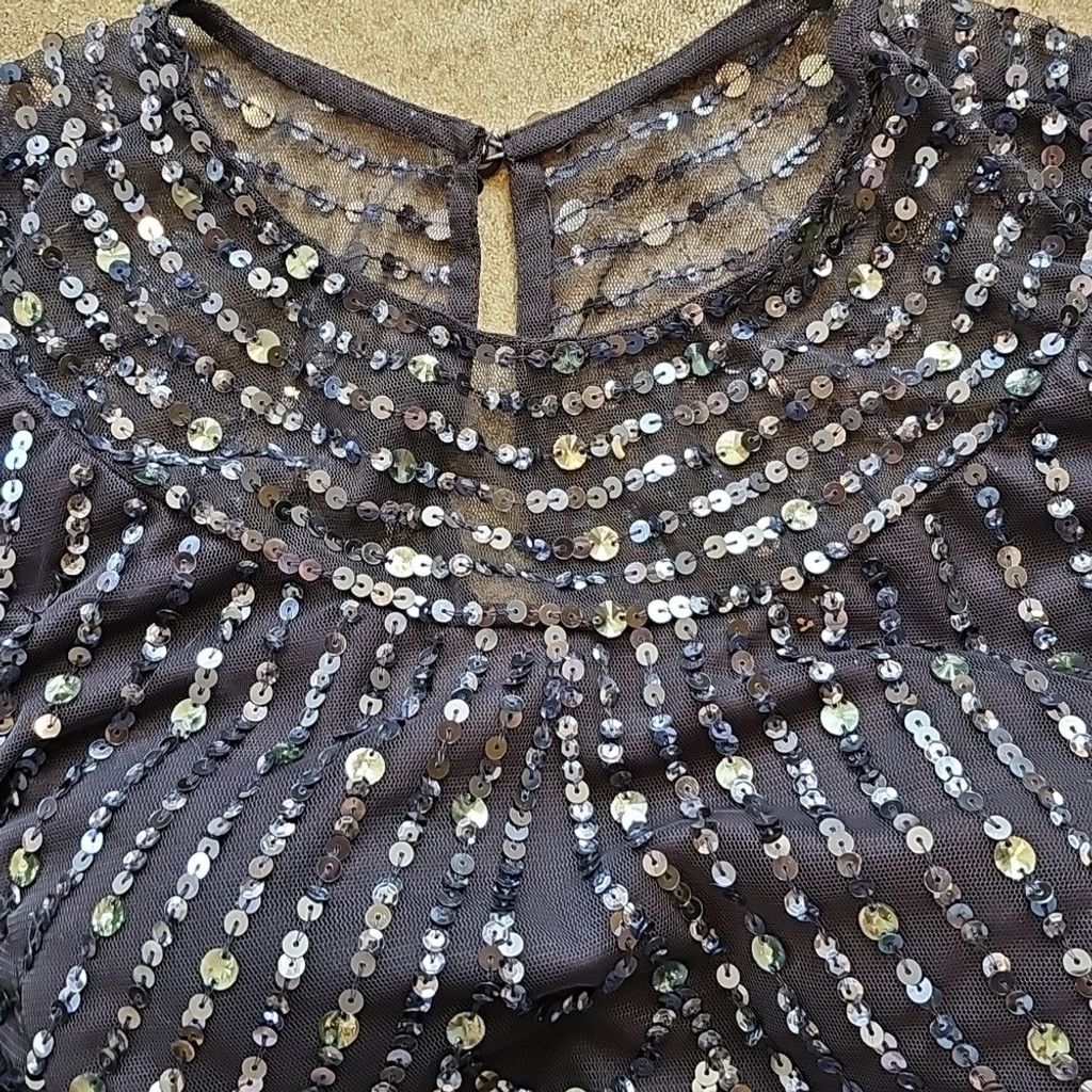 The Unbranded Brand NWT AIDAN MATTOX navy Blue Sequin Sleeveless Gala Dress 6 Size M / US 6-8 / IT 42-44 - 4 Thumbnail