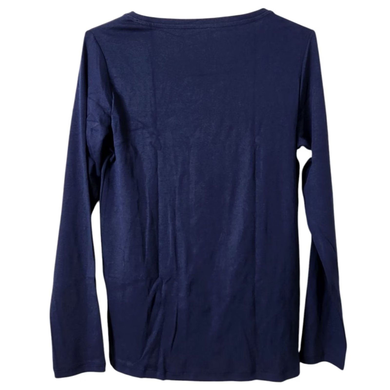 Gap Gap Womens Petite L Modern Long Sleeve T-Shirt Navy Blue Crewneck Size L / US 10 / IT 46 - 2 Thumbnail