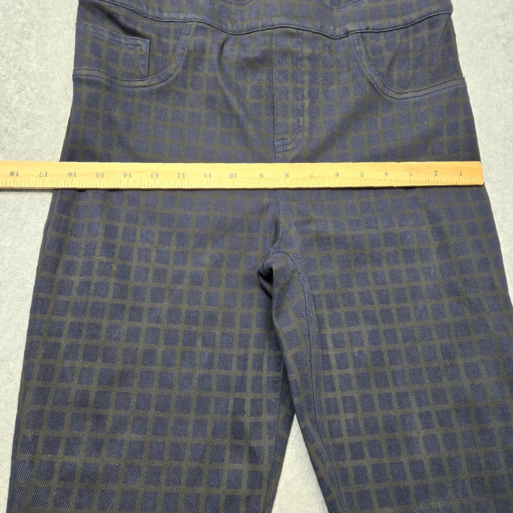 Spanx SPANX Leggings Womens L Blue Check High Rise Jegging Pockets Stretch Ankle Size 36" / US 14 / IT 50 - 5 Thumbnail