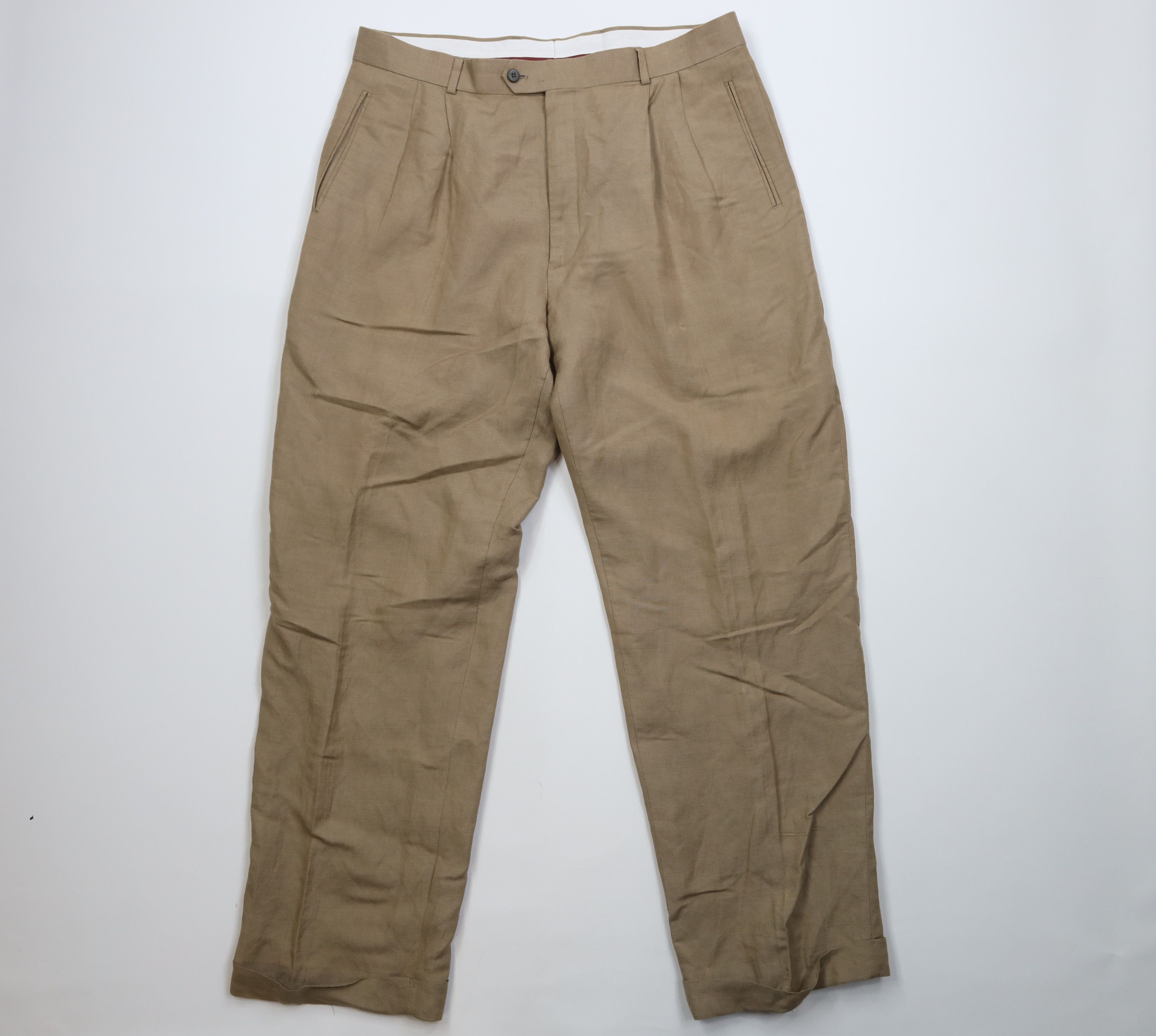 Vintage Vintage 90s Streetwear Linen Blend Wide Leg Chino Pants Size US 38 / EU 54 - 1 Thumbnail