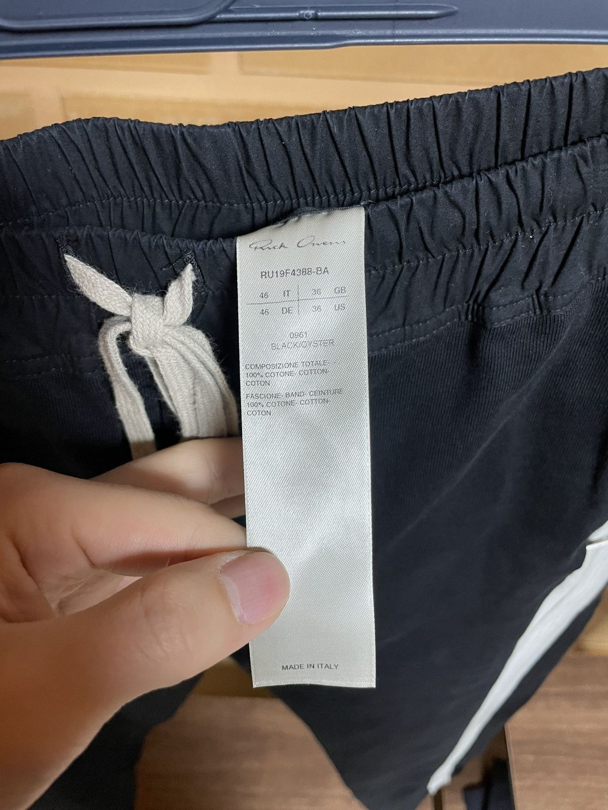 Rick Owens FW19 Oyster Black Side Stripe Track Pants 46