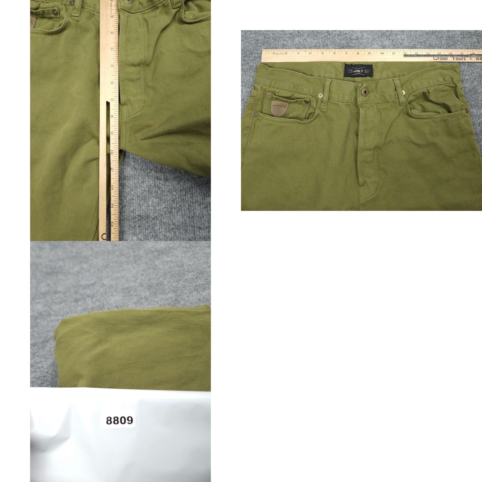Vintage APRIL 77 Jeans Men's 32 x 32 Green DICTATOR Button Fly Cotton Denim Straight Slim Jeans Size US 32 / EU 48 - 9 Thumbnail