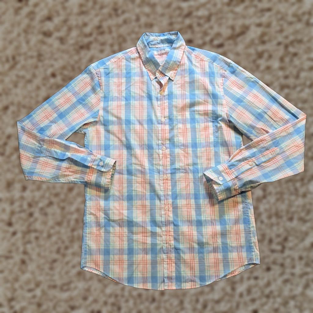 J.Crew J Crew Shirt Mens Medium Blue Plaid Performance Nylon Blend Button-Up Career Preppy Size US M / EU 48-50 / 2 - 1 Thumbnail