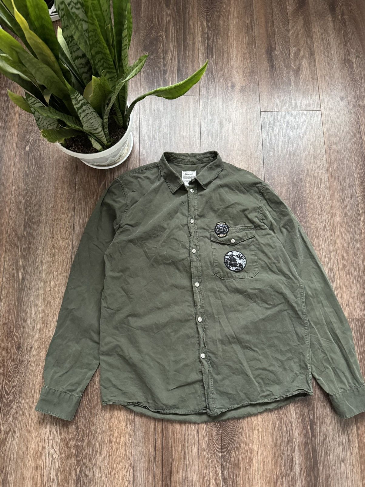 Zadig & Voltaire Zadig & Voltaire men's 44 Military dark green long sleeve shirt Size US S / EU 44-46 / 1 - 1 Thumbnail