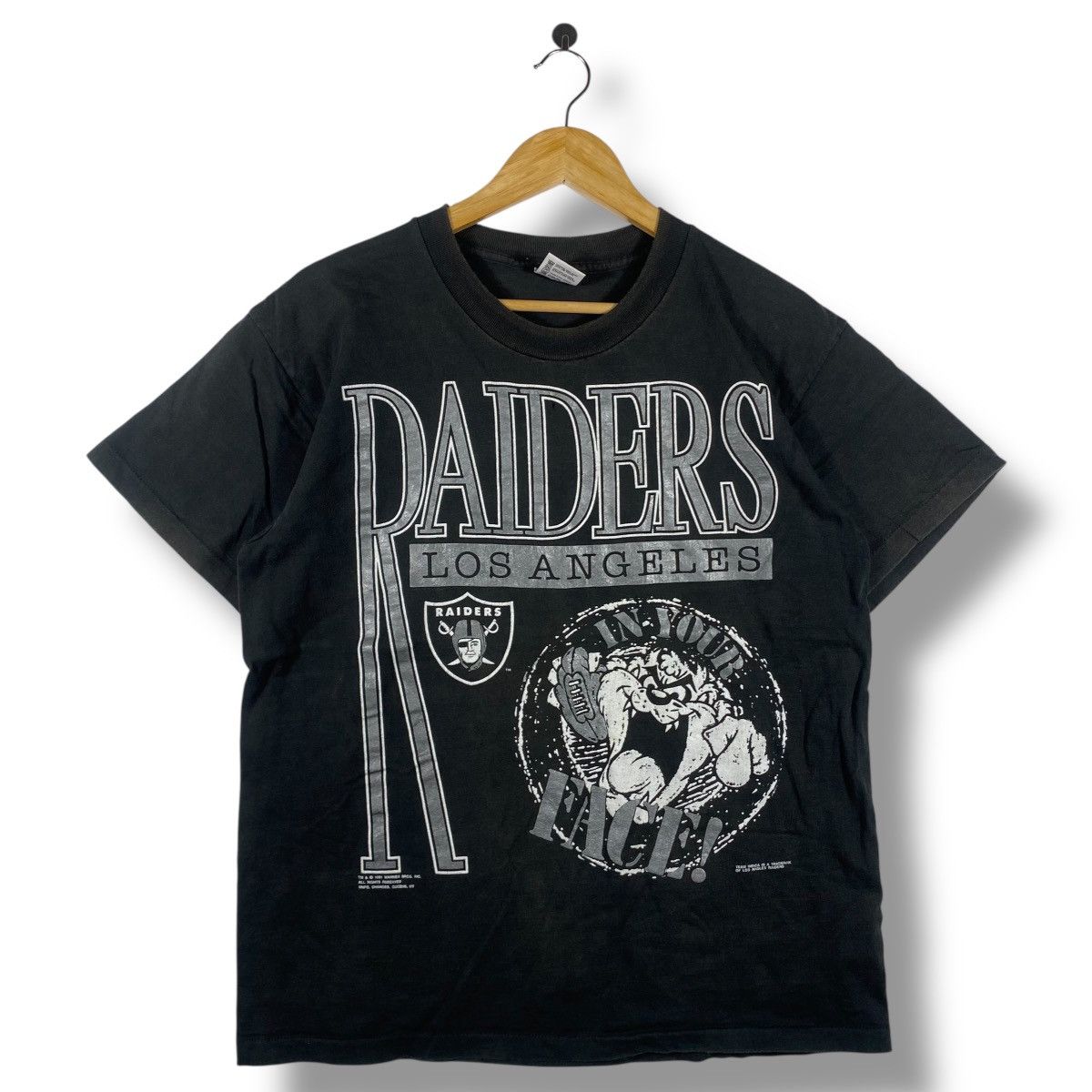 Vintage Vintage 90's RAIDERS LOS ANGELES In Your Face Tee Shirt Size US L / EU 52-54 / 3 - 1 Thumbnail