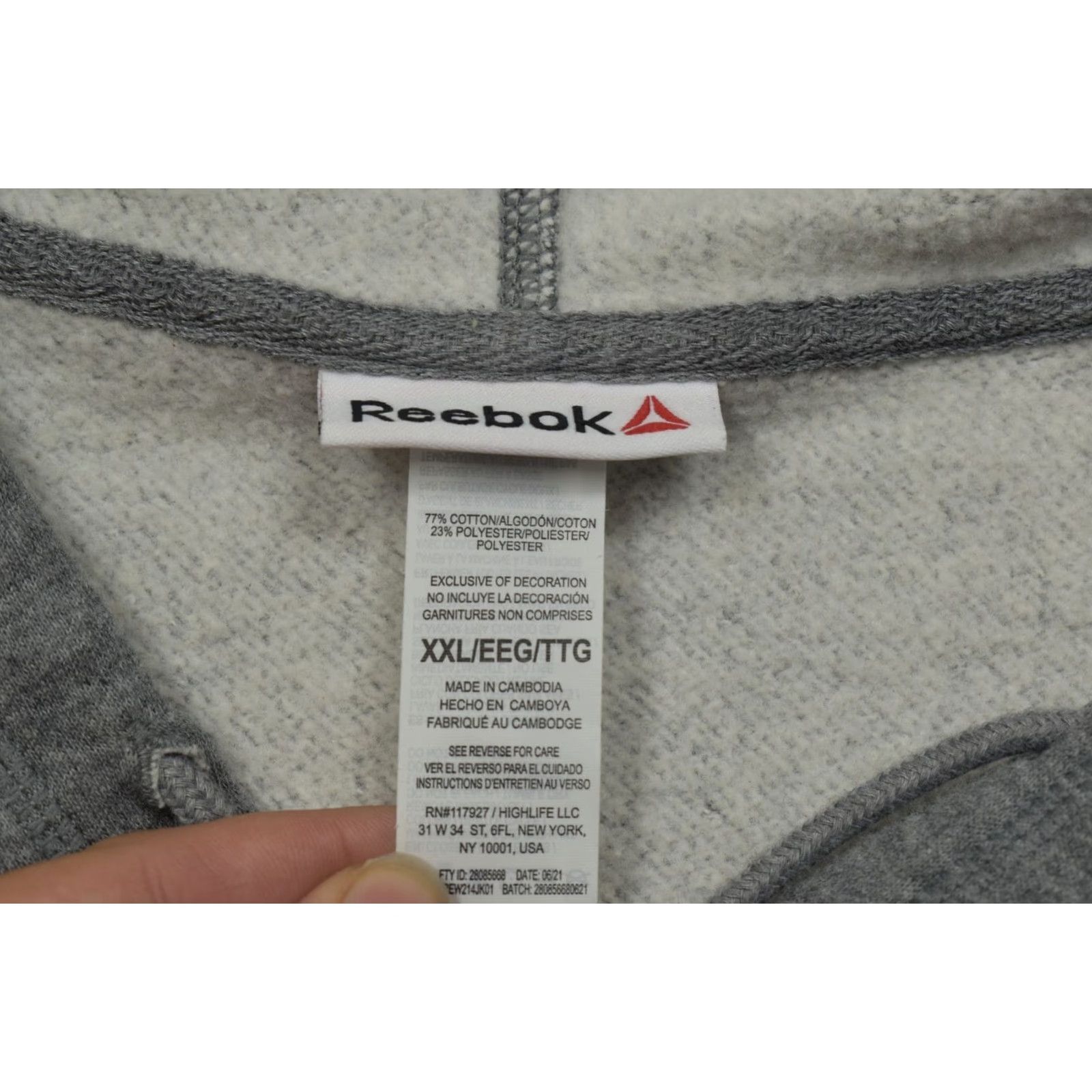 Reebok VINTAGE? No. Reebok Men's 2XL Gray Full Zip Fleece Hoodie Jacket Logo Sweatshirt Size US XXL / EU 58 / 5 - 4 Thumbnail