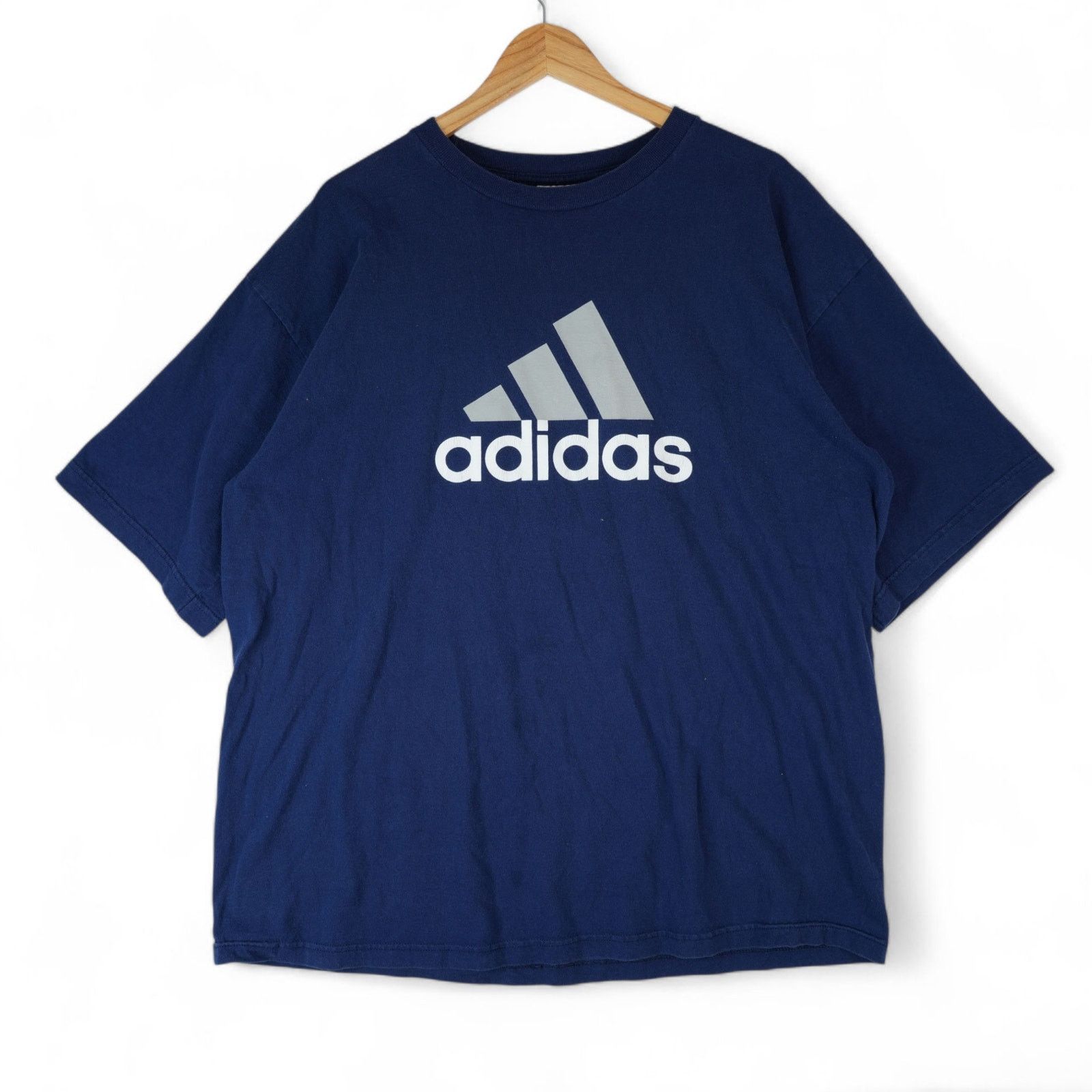 Adidas Vintage Adidas T-Shirt Mens XL Navy Blue 3 Stripe Logo Size US XL / EU 56 / 4 - 1 Thumbnail