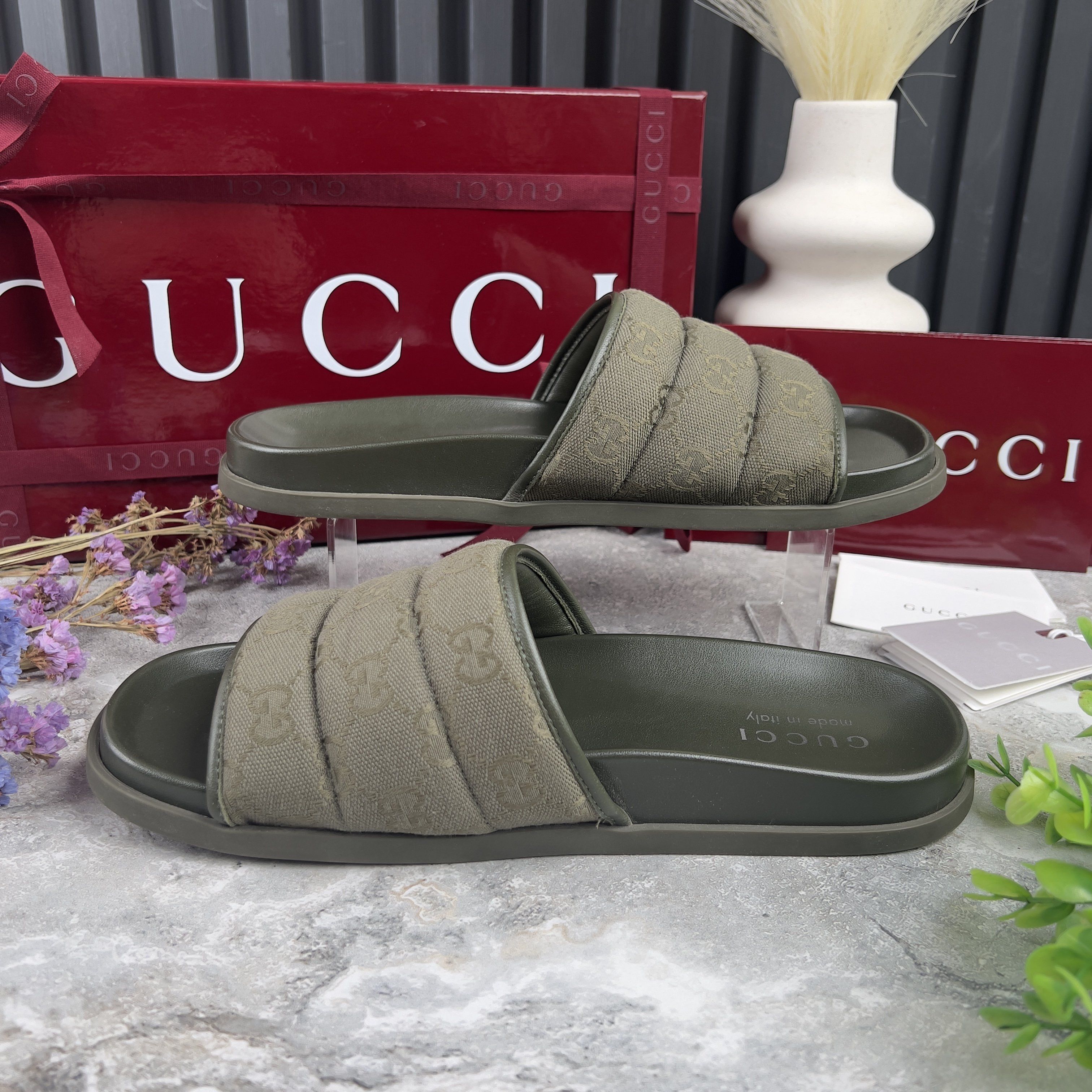 Gucci Gucci GG Monogram Quilted Slide Sandals Canvas Fabric Size US 7.5 / EU 40-41 - 7 Thumbnail