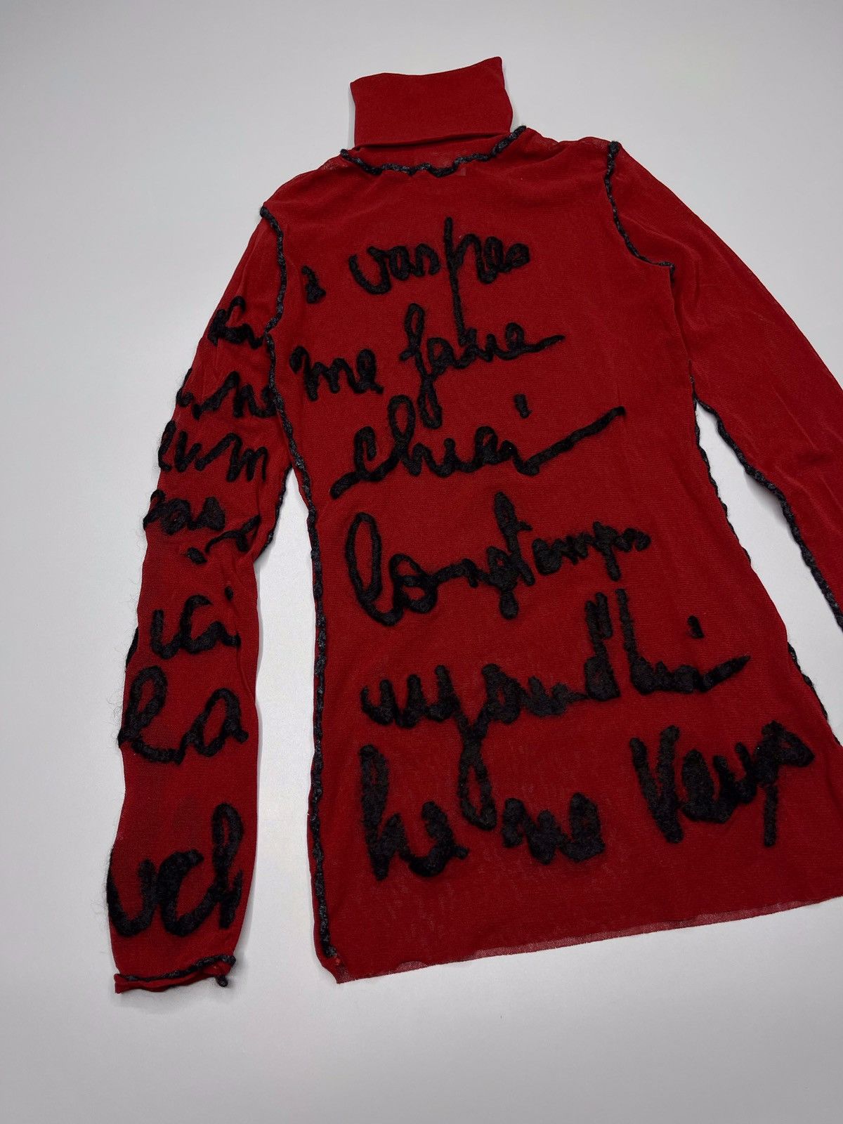 Jean Paul Gaultier RARE GRAIL Jean Paul Gaultier Script Mesh Thank Top FW01 Size S / US 4 / IT 40 - 2 Thumbnail