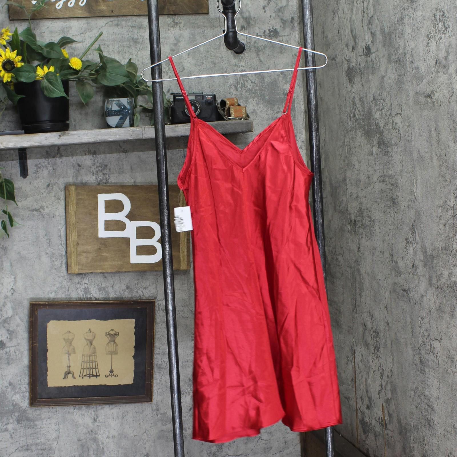 Other New Linea Donatella Fringe-trim Chemise Nightgown Red M Size ONE SIZE - 2 Thumbnail