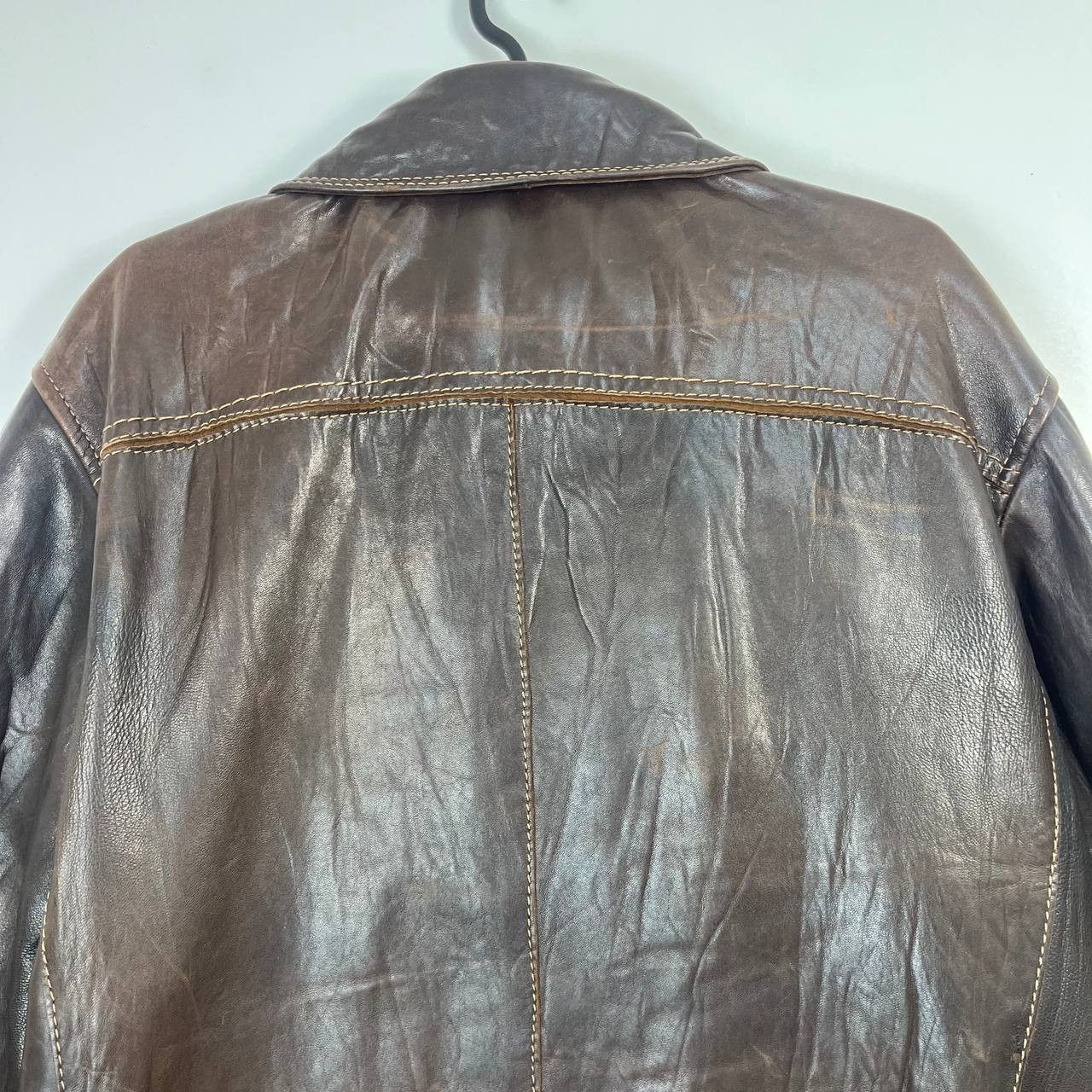 Gimo's Gimo's Mens Brown Leather Jacket Quilted Lined Classic Sz M Size US M / EU 48-50 / 2 - 10 Thumbnail