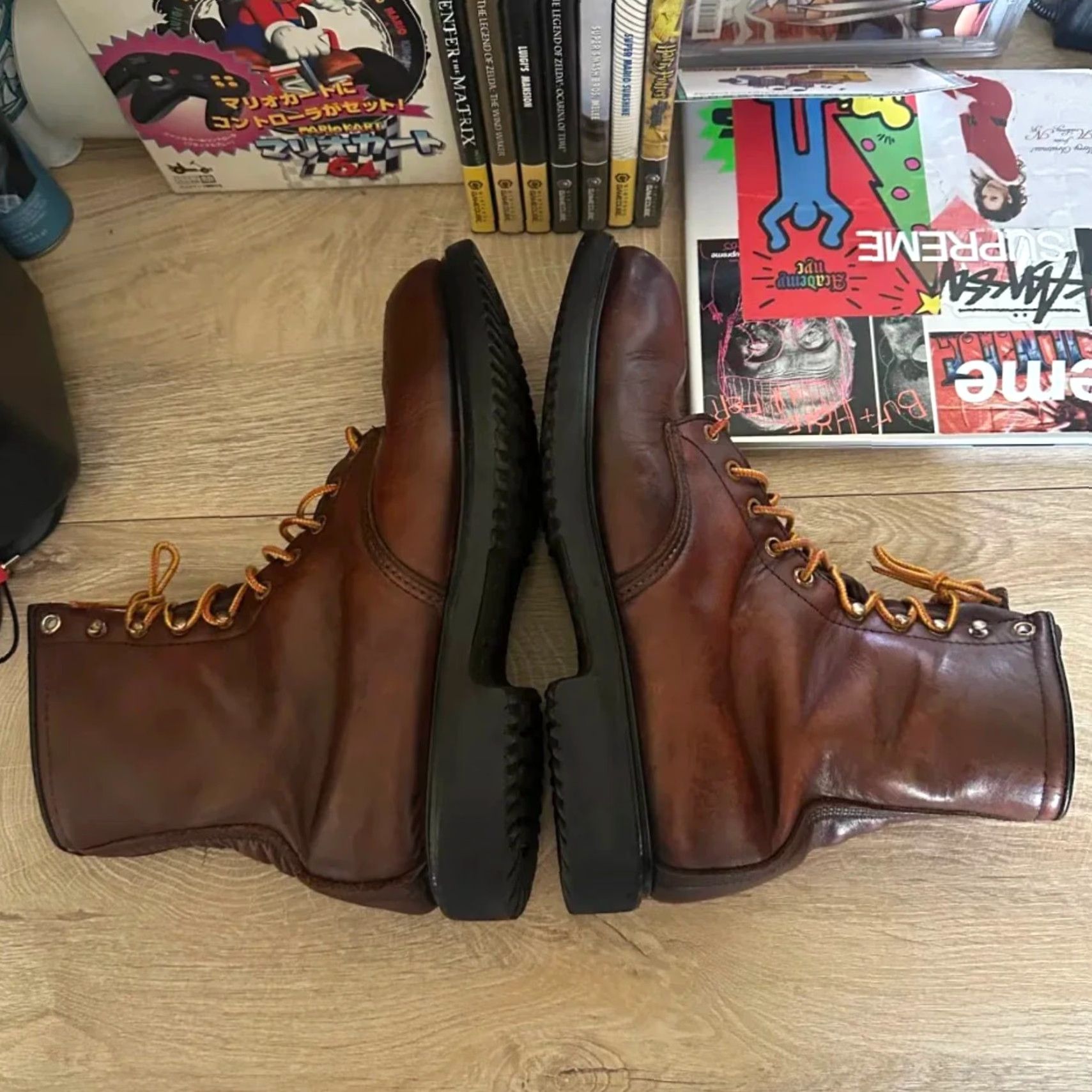 Red Wing VINTAGE Red Wing Boots Combat Leather Quilt Lined USA Made 11.5M Brown Men Size 11.5 US Leather Upper Size US 12 / EU 45 - 5 Thumbnail