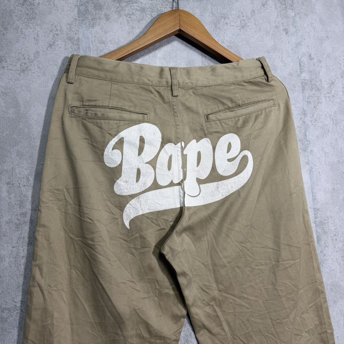 Bape BAPE Vintage Script Logo Chino Pants - Khaki/Tan - Size M Size US 31 - 3 Thumbnail