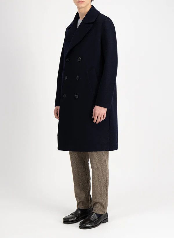 Harris Wharf London o1s22i1n1024 Double-Breasted Boiled Wool Coat in Blue Size US S / EU 44-46 / 1 - 2 Thumbnail