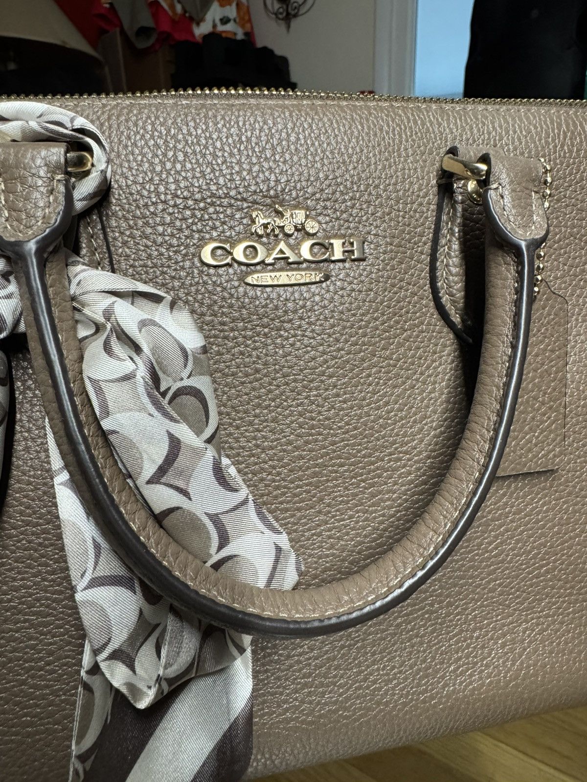 Coach Coach CR156 Dark Stone Pebble Leather Crossbody Bag w/ Scarf Size ONE SIZE - 2 Thumbnail