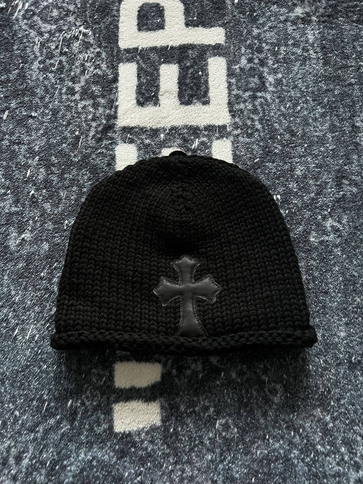 Pre-owned Chrome Hearts Wool Patch Beanie In Black