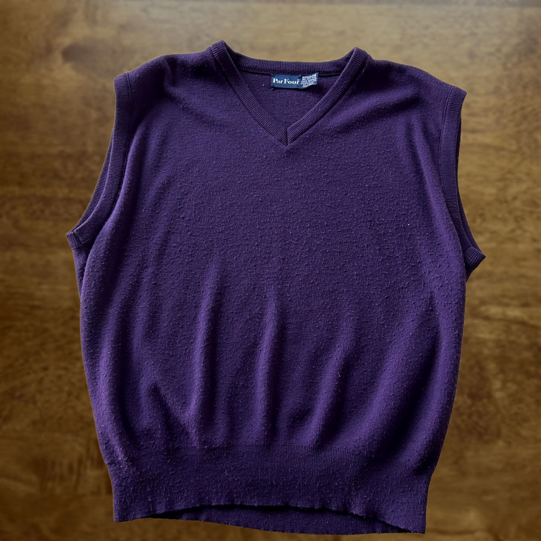 Vintage VINTAGE Par Four Sweater Vest Mens XL Purple V-Neck Knit Made USA Golf Vest Mens XL Purple V-Neck Acrylic Knit Size US XL / EU 56 / 4 - 1 Thumbnail