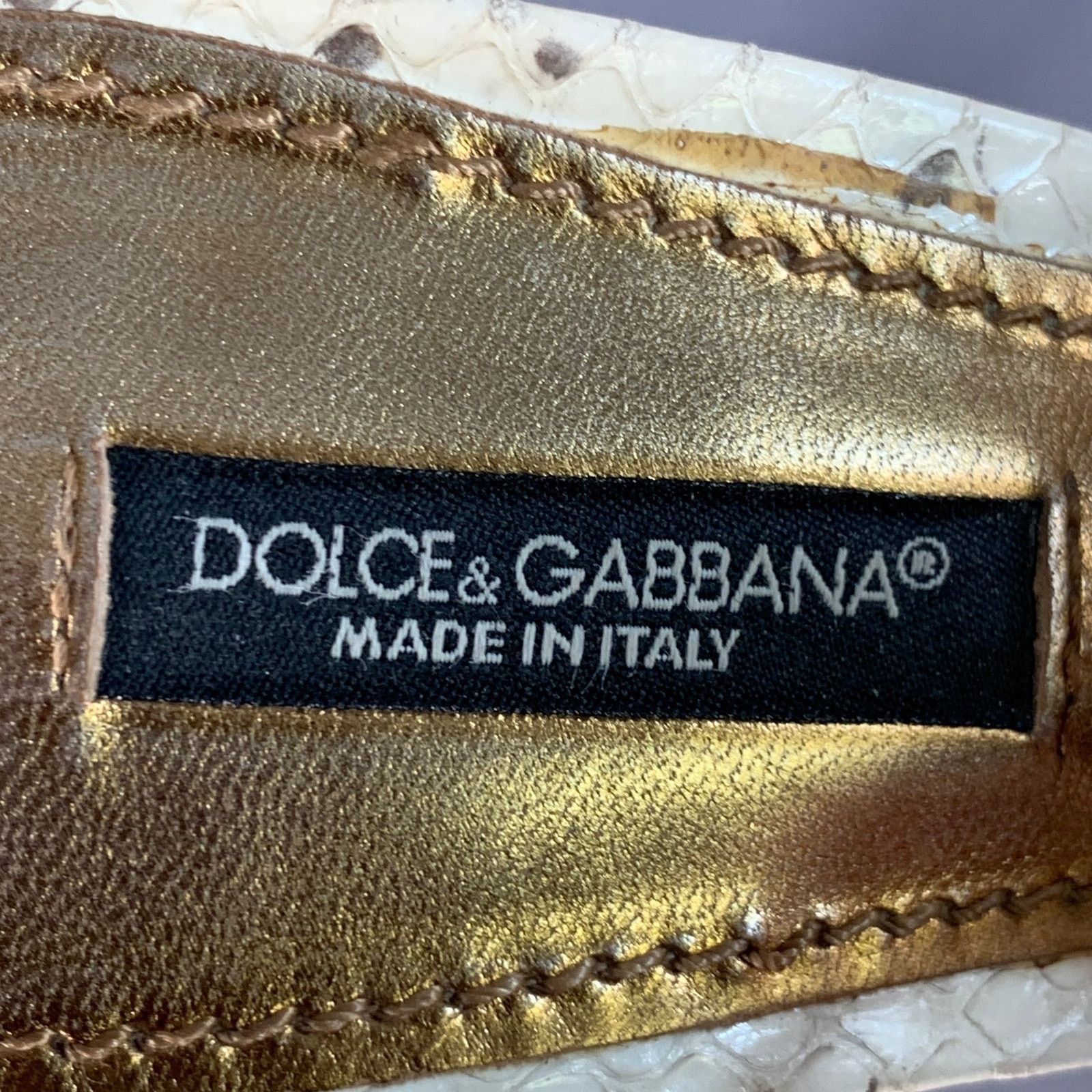 Dolce & Gabbana Size 6.5 Beige Brown Snakeskin Leather Slingback Pumps Size US 6.5 / IT 36.5 - 7 Thumbnail