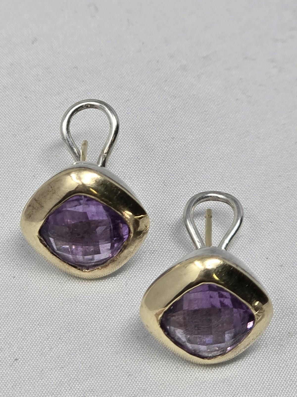 Other 925 Sterling & 18K Gold Amethyst Ring 7.5 + Earrings Set Size ONE SIZE - 6 Thumbnail