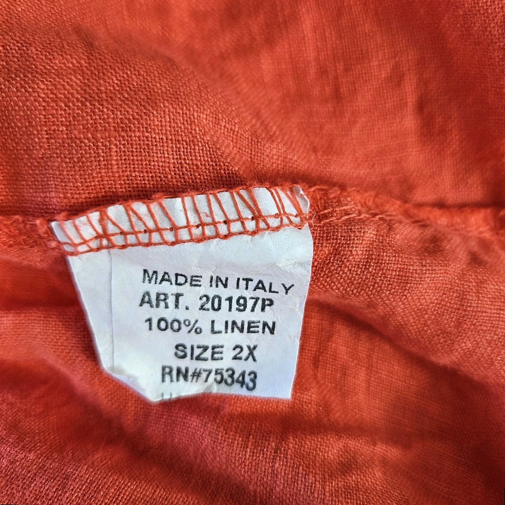 Vintage VINTAGE Saiph Lab Womens Linen Top Sz 2X Orange Short Sleeve Blouse Womens Size XXL / US 16-18 / IT 52-54 - 4 Thumbnail