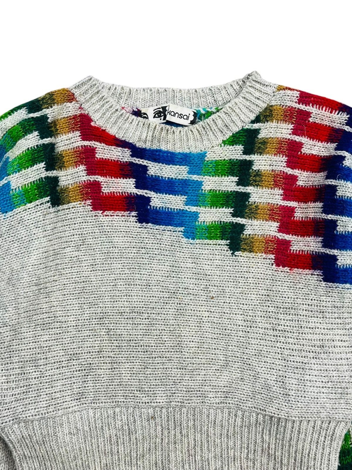 Kansai Yamamoto 1980s Kansai Eye - David Bowie Intarsia Knitted Sweate Size US M / EU 48-50 / 2 - 8 Thumbnail