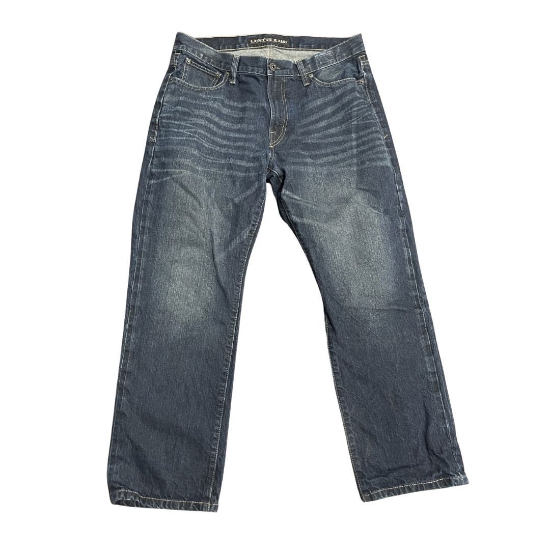 Express Blake Loose Fit Straight Leg Dark Wash Denim Jeans SZ 34X30 Size US 34 / EU 50 - 1 Thumbnail