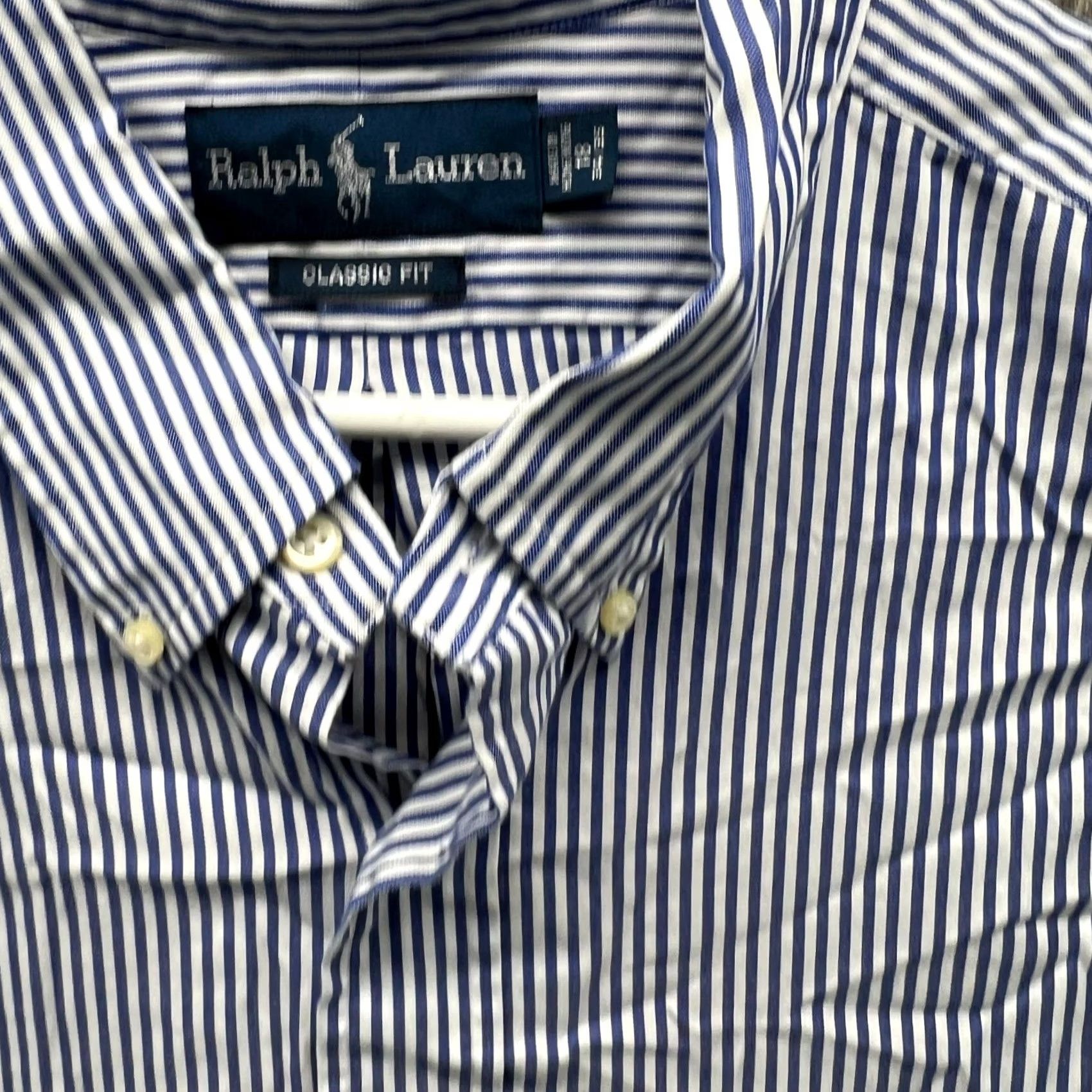 Ralph Lauren VINTAGE Ralph Lauren Shirt Mens 18 34/35 Blue Striped Button-Down Seersucker Shirt Size US XXL / EU 58 / 5 - 4 Thumbnail