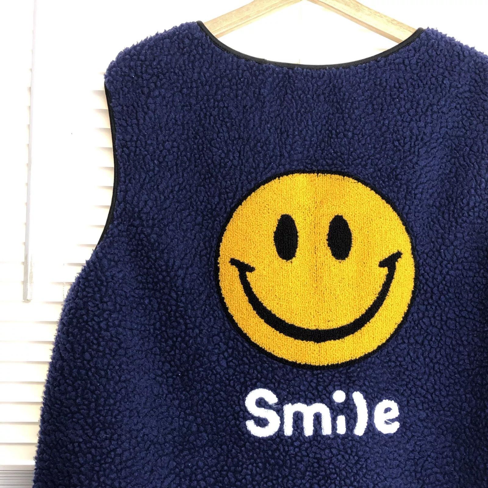 Other Happy Smile Navy Blue Fleece Vest Jacket 2XL Full Zip V Neck Size XXL / US 16-18 / IT 52-54 - 2 Thumbnail