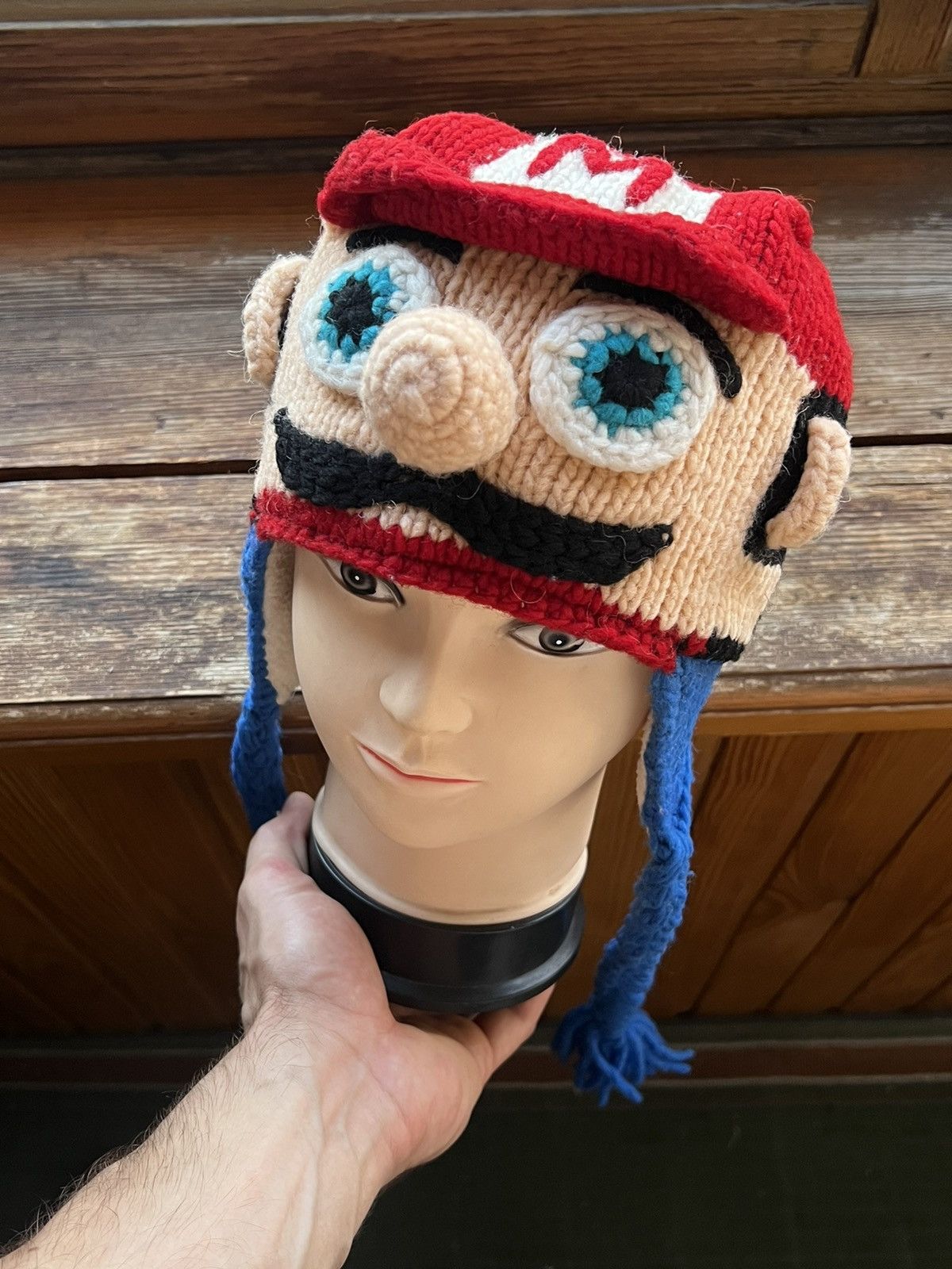Hat Club Vintage Y2K Super Mario 90s handmade Knit Beanie Hat Cosplay Size ONE SIZE - 1 Thumbnail