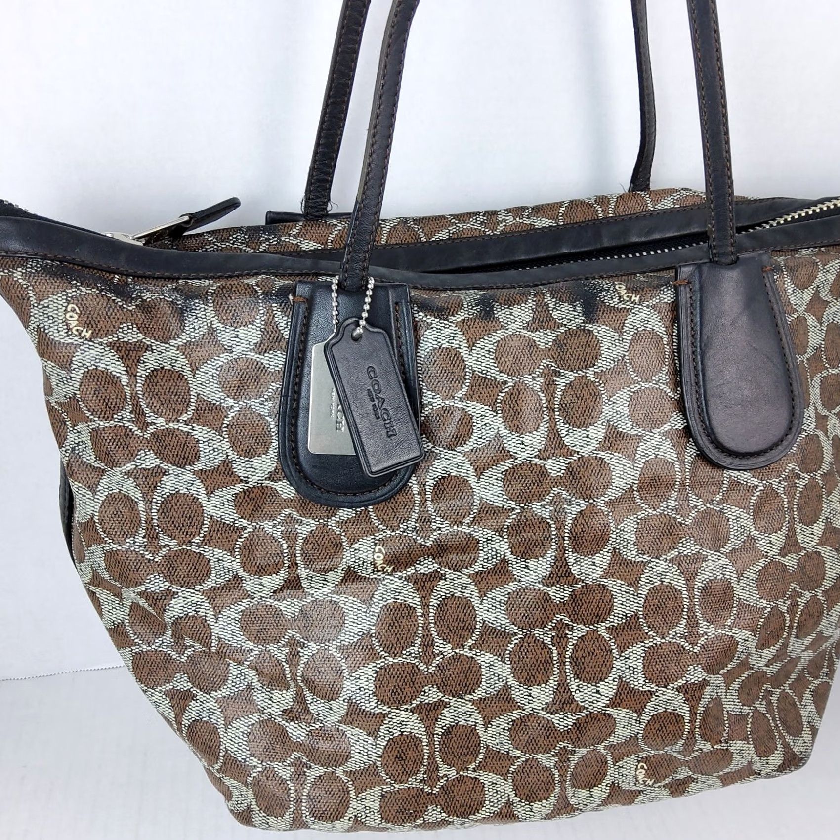 Coach Coach Taxi Zip Tote Shoulder Handbag Purse With Pouch Womens Multicolor PVC Zip Closure 16.5x10x8 Size ONE SIZE - 3 Thumbnail