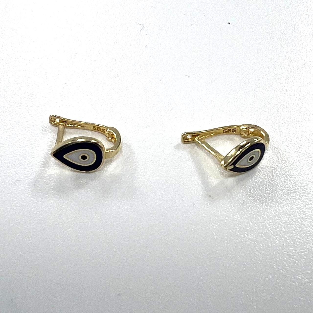 Other 14K Yellow Gold Eye-Shaped Earrings, Elegant and Stylish Size ONE SIZE - 4 Thumbnail