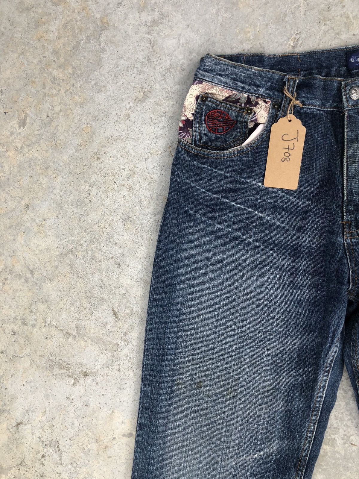 Japanese Brand Japanese Buden Embroidered Jeans Distressed Jeans Size US 33 - 4 Thumbnail