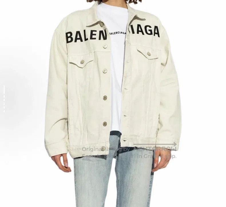 Balenciaga Balenciaga Denim Jacket with Embroidered Logo and Distress Size US M / EU 48-50 / 2 - 1 Thumbnail