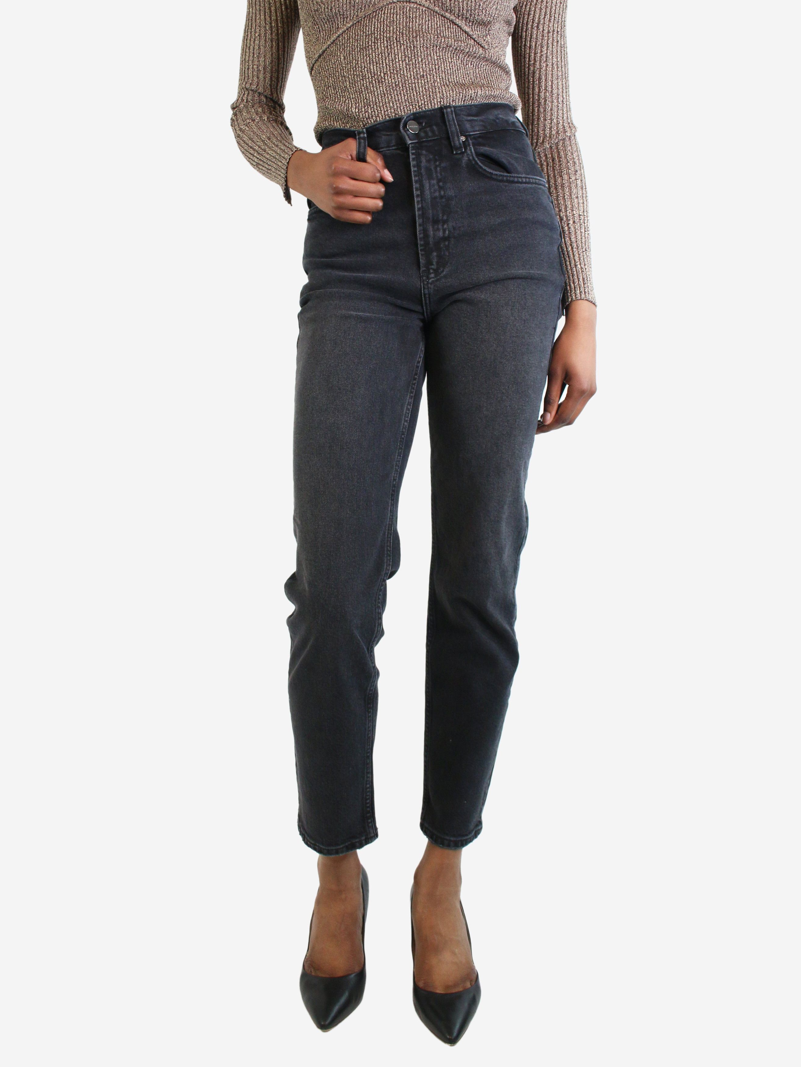 image of Anine Bing Grey Slim-Leg Jeans - Size Uk 6, Women's