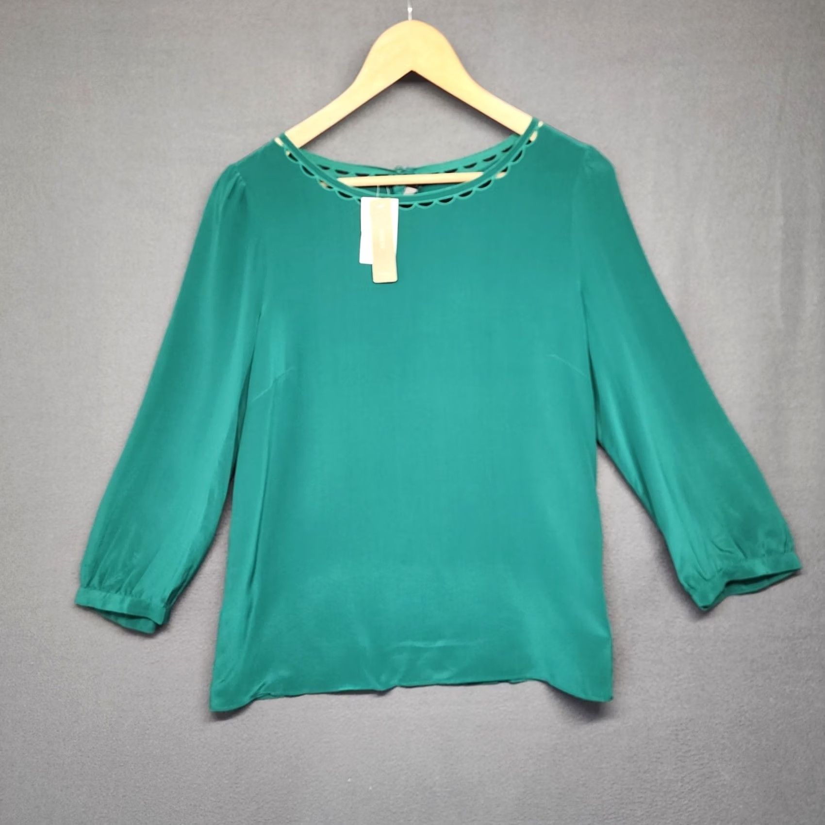 Vintage VINTAGE J Crew Blouse Top Womens 8 Green Silk Blouse Office Career NEW Size M / US 6-8 / IT 42-44 - 2 Thumbnail