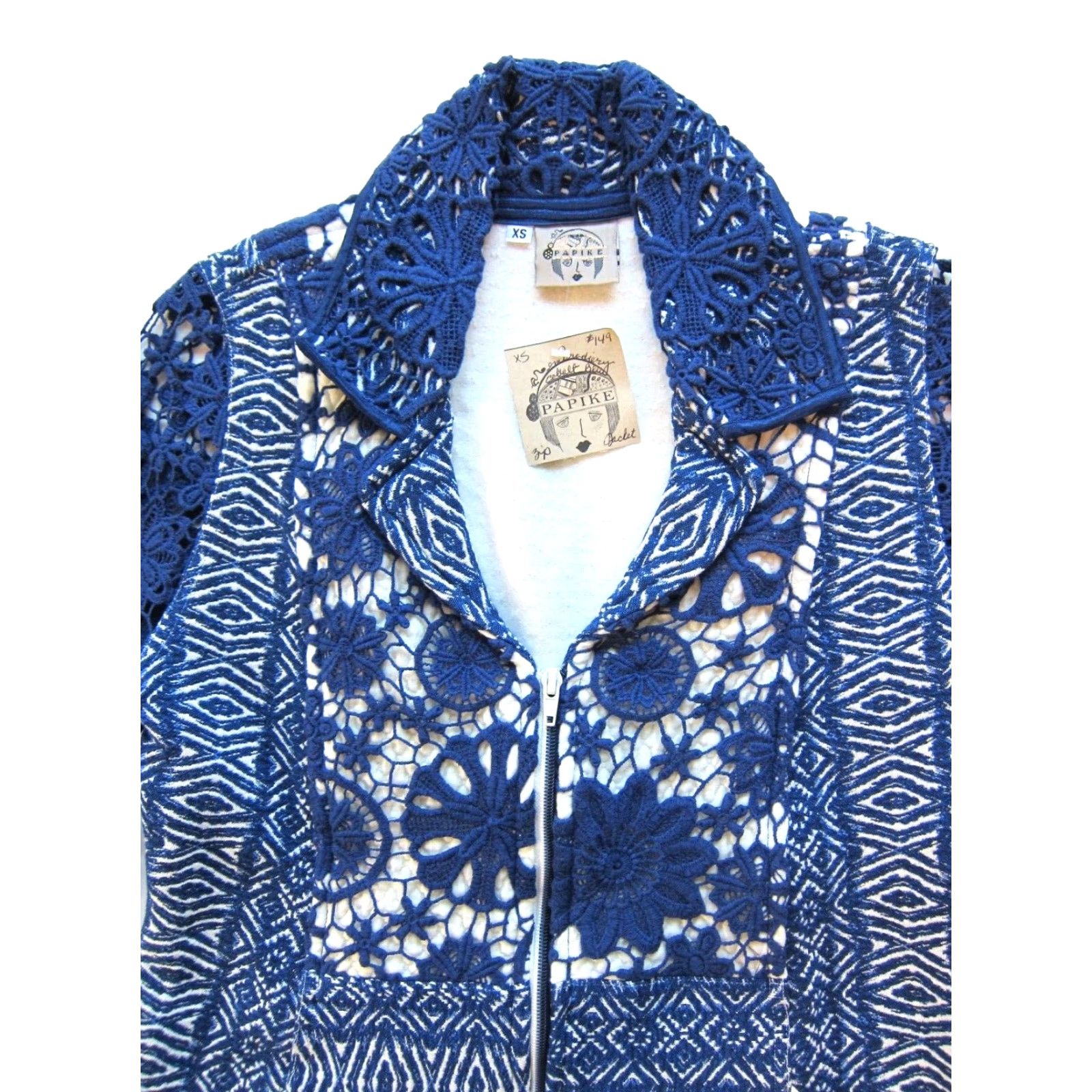 Vintage VINTAGE Papike Jacket XS Blue Embroidered Floral Nylon Softshell Zip Pocket Made In California Womens 80s 90s Clothing Size XS / US 0-2 / IT 36-38 - 4 Thumbnail