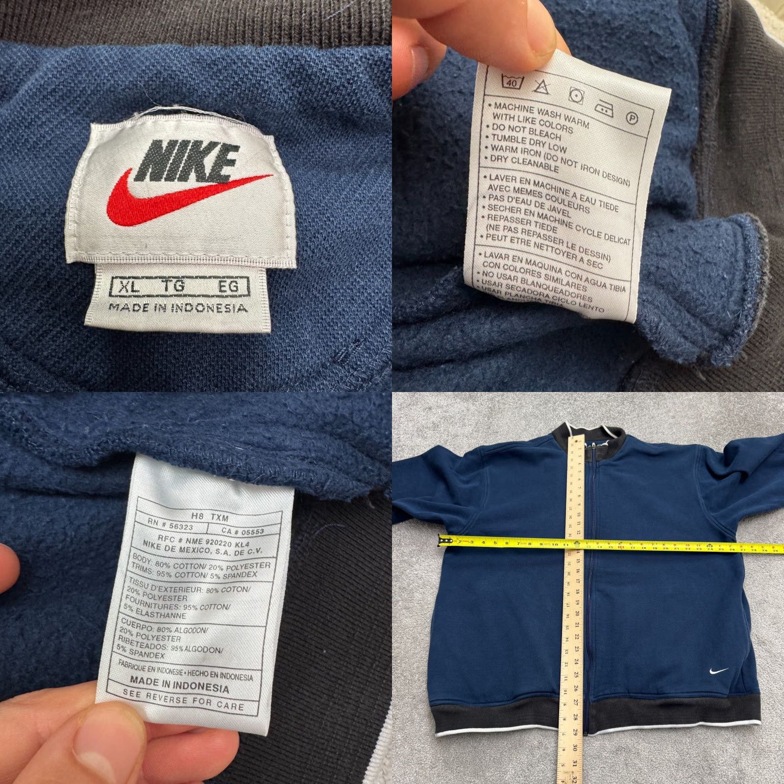 Nike VINTAGE Nike Full Zip Sweatshirt Mens XL Navy Blue Swoosh Heavyweight Fashion: 90s Outdoor Sports Shirt Hoodie? Size US XL / EU 56 / 4 - 8 Thumbnail