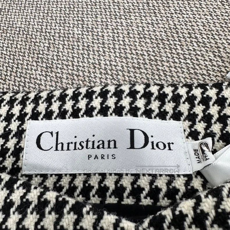 Dior Dior One-shoulder thousand-bird check wool short sleeves Size XS / US 0-2 / IT 36-38 - 3 Thumbnail