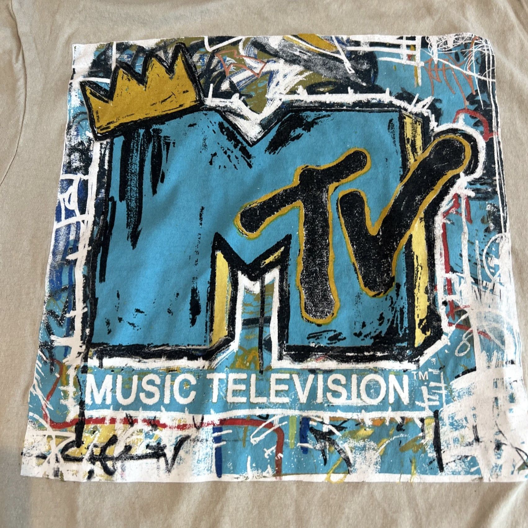 Logo 7 MTV Basquiat Style Logo NYC Shirt Adult Medium Tan Beige City Graphic Print Logo Men Tee 2020s Size US M / EU 48-50 / 2 - 2 Thumbnail
