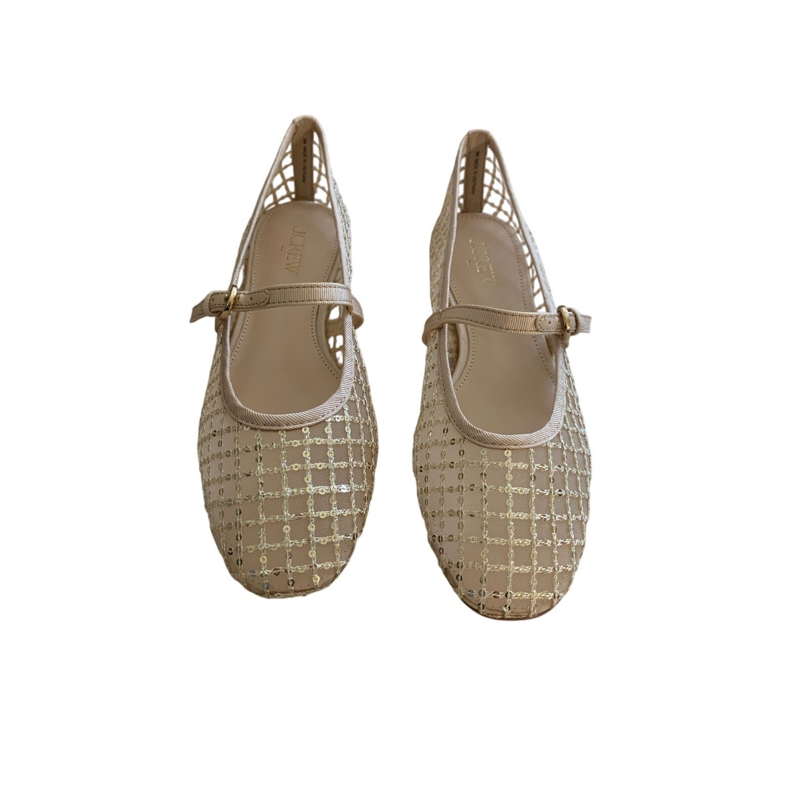 Anthropologie NWT J.Crew Gold Sequin Mary Jane Flats - Size 9 MSRP $148 Size US 9 / IT 39 - 2 Thumbnail