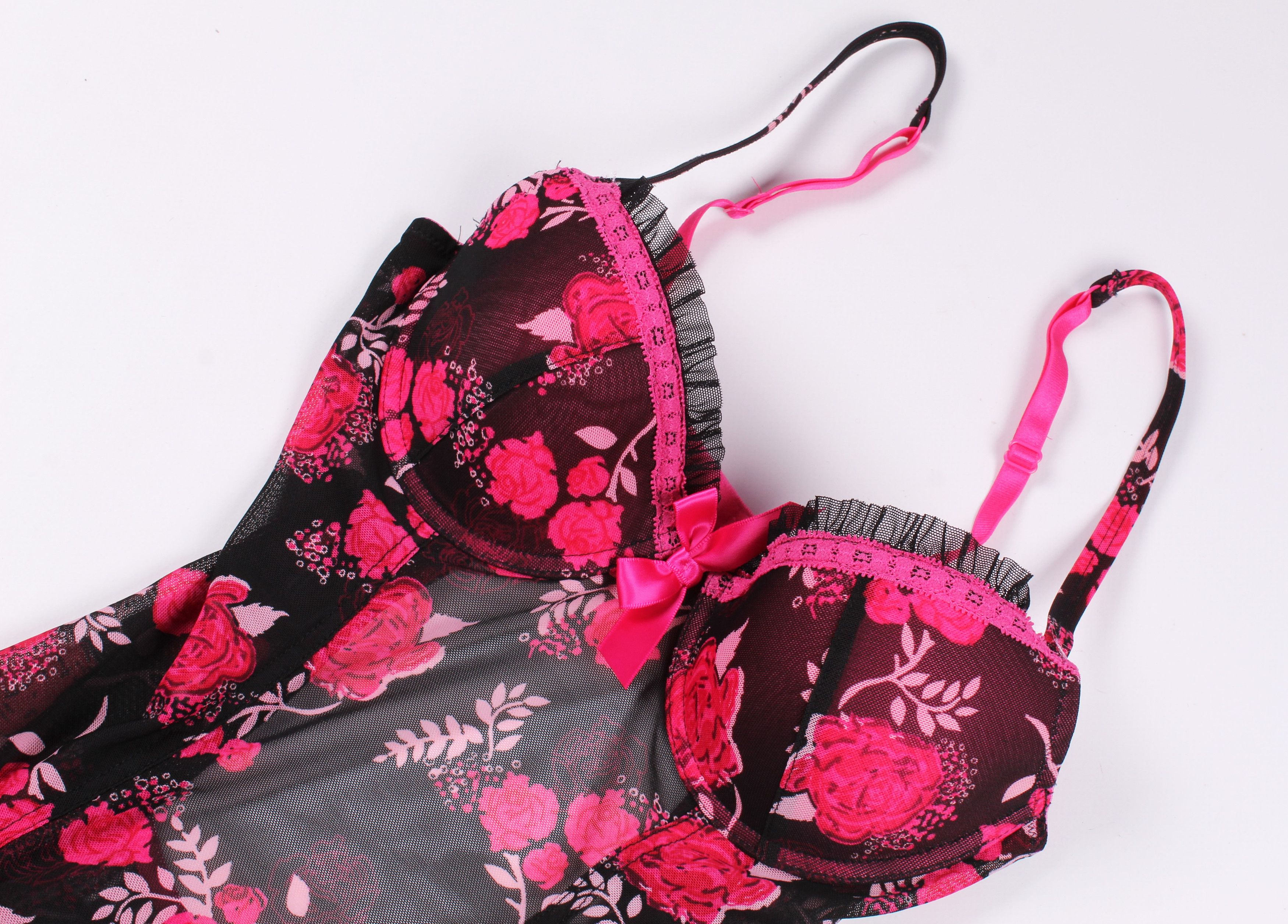 Vintage Avant Premier Y2K Mesh Sexy Basque Floral Suspender Size S / US 4 / IT 40 - 5 Thumbnail
